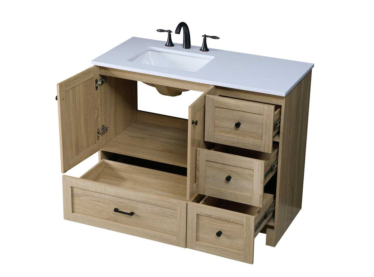 ELEGANT KITCHEN AND BATH VF2842MW 42 Inch Single Bathroom Vanity In Mango Wood