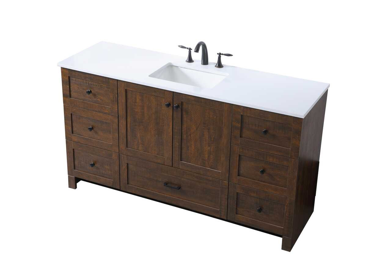 ELEGANT KITCHEN AND BATH VF2860EX 60 Inch SIngle Bathroom Vanity In Expresso