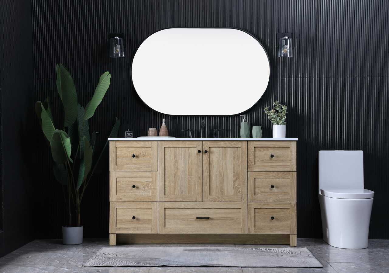 ELEGANT KITCHEN AND BATH VF2860MW 60 Inch Single Bathroom Vanity In Mango Wood