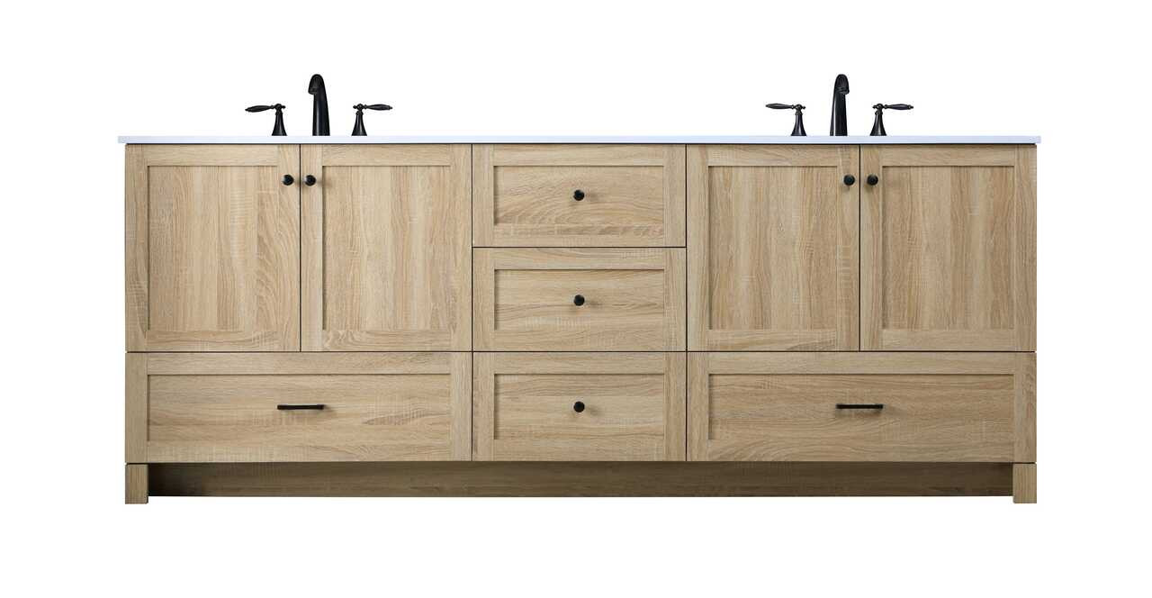ELEGANT KITCHEN AND BATH VF2884DMW 84 Inch Double Bathroom Vanity In Mango Wood