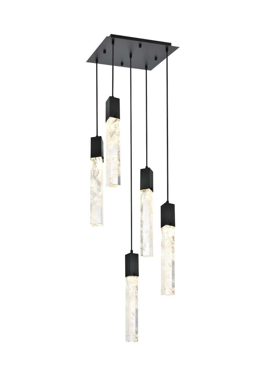 ELEGANT LIGHTING 2088D16BK Aurora 16 inch Pendant in Black