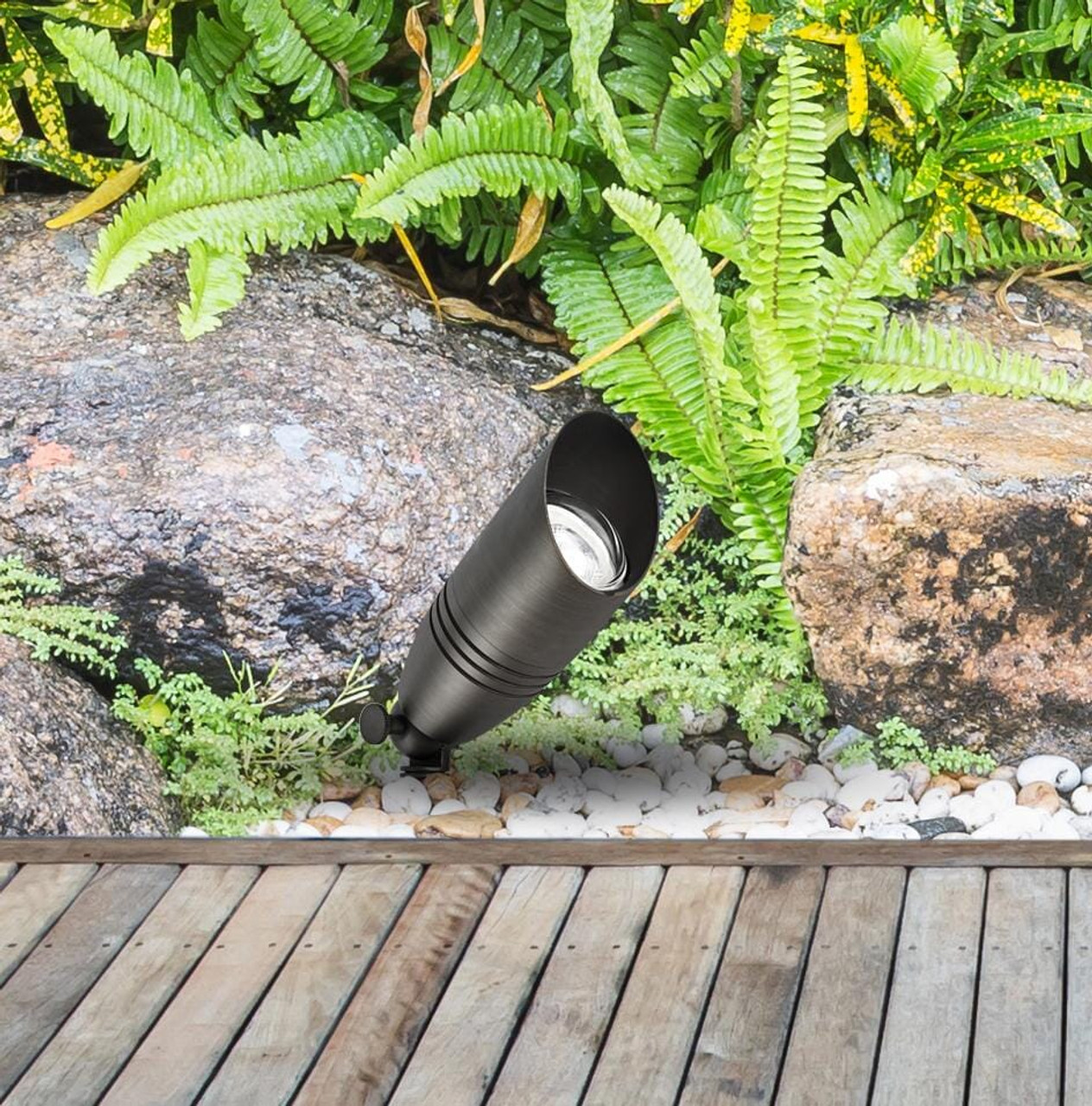 ELITCO LIGHTING C030L-DB Outdoor 12V Cast Brass spot light 3 inch Wide x 8.5 inch High in Dark Bronze with spring
