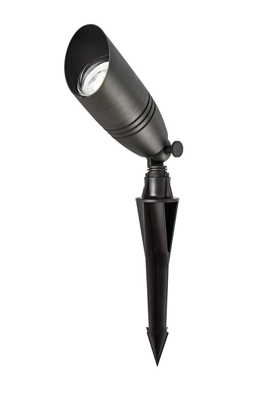 ELITCO LIGHTING C030L-DB Outdoor 12V Cast Brass spot light 3 inch Wide x 8.5 inch High in Dark Bronze with spring