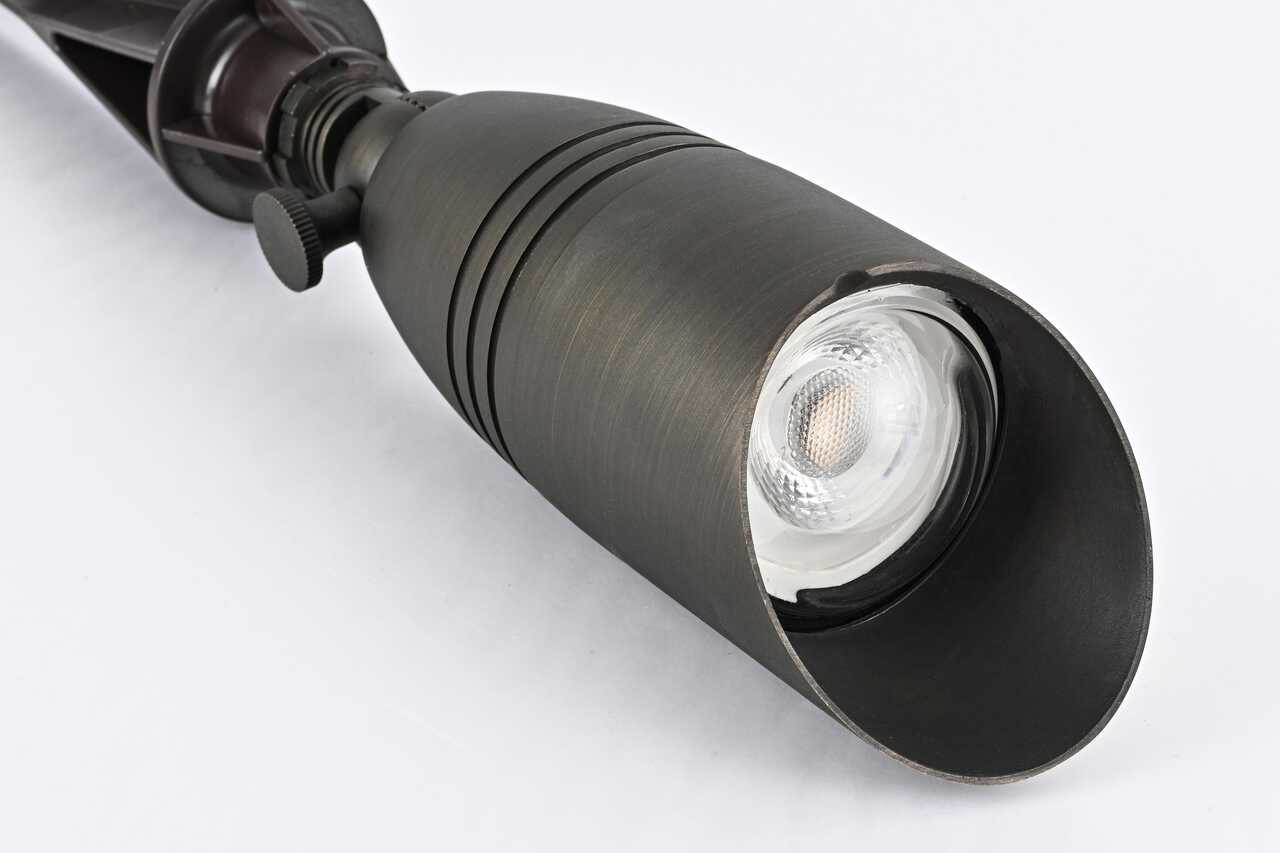 ELITCO LIGHTING C030L-DB Outdoor 12V Cast Brass spot light 3 inch Wide x 8.5 inch High in Dark Bronze with spring
