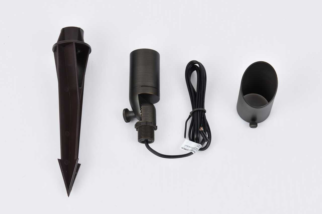 ELITCO LIGHTING C050-DB Outdoor 12V Cast Brass spot light 1.75 inch Wide x 4.5 inch High in Dark Bronze