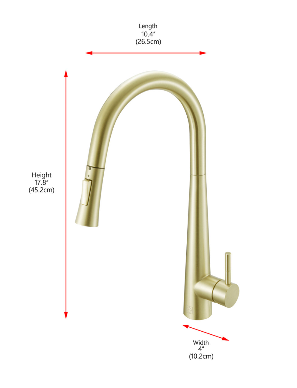 ELEGANT KITCHEN AND BATH FAK-301BGD Lucas Single Handle Pull Down Sprayer Kitchen Faucet in Brushed Gold ELEGANT KITCHEN AND BATH FAK-301BGD Lucas Single Handle Pull Down Sprayer Kitchen Faucet in Brushed Gold