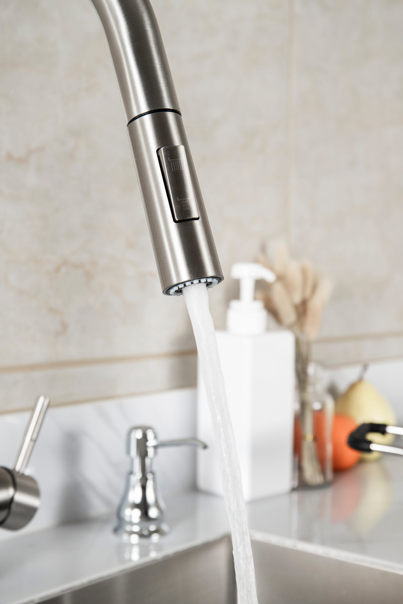 ELEGANT KITCHEN AND BATH FAK-302BNK Jack Single Handle Pull Down Sprayer Kitchen Faucet in Brushed Nickel