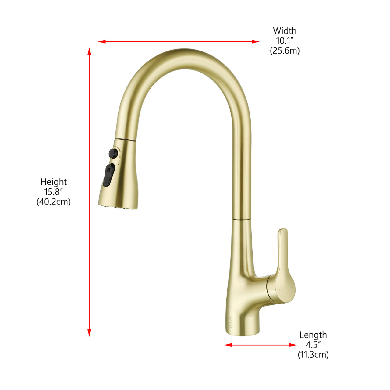 ELEGANT KITCHEN AND BATH FAK-305BGD Andrea Single Handle Pull Down Sprayer Kitchen Faucet in Brushed Gold