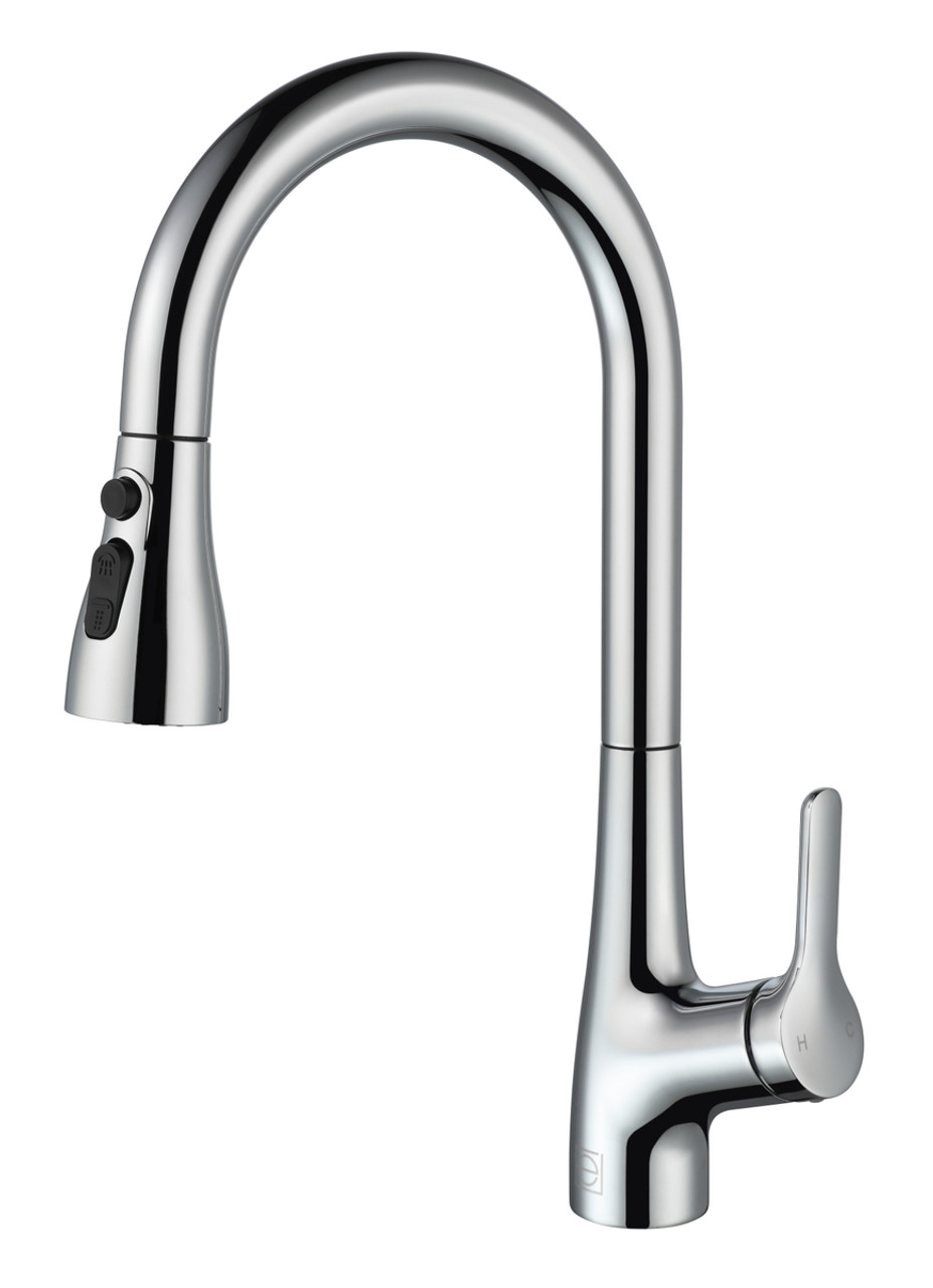 ELEGANT KITCHEN AND BATH FAK-305PCH Andrea Single Handle Pull Down Sprayer Kitchen Faucet in Chrome