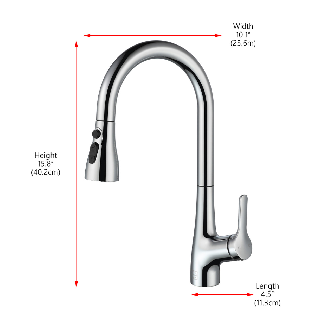 ELEGANT KITCHEN AND BATH FAK-305PCH Andrea Single Handle Pull Down Sprayer Kitchen Faucet in Chrome
