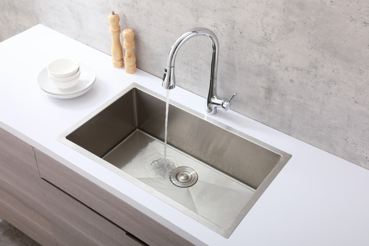 ELEGANT KITCHEN AND BATH FAK-305PCH Andrea Single Handle Pull Down Sprayer Kitchen Faucet in Chrome