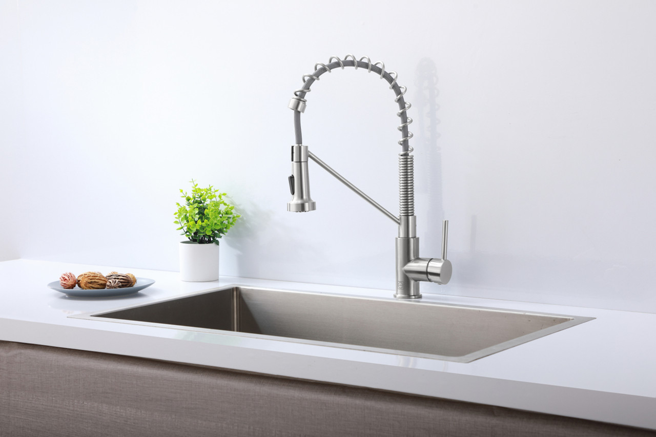 ELEGANT KITCHEN AND BATH FAK-310BNK Yara Single Handle Pull Down Sprayer Kitchen Faucet in Brushed Nickel