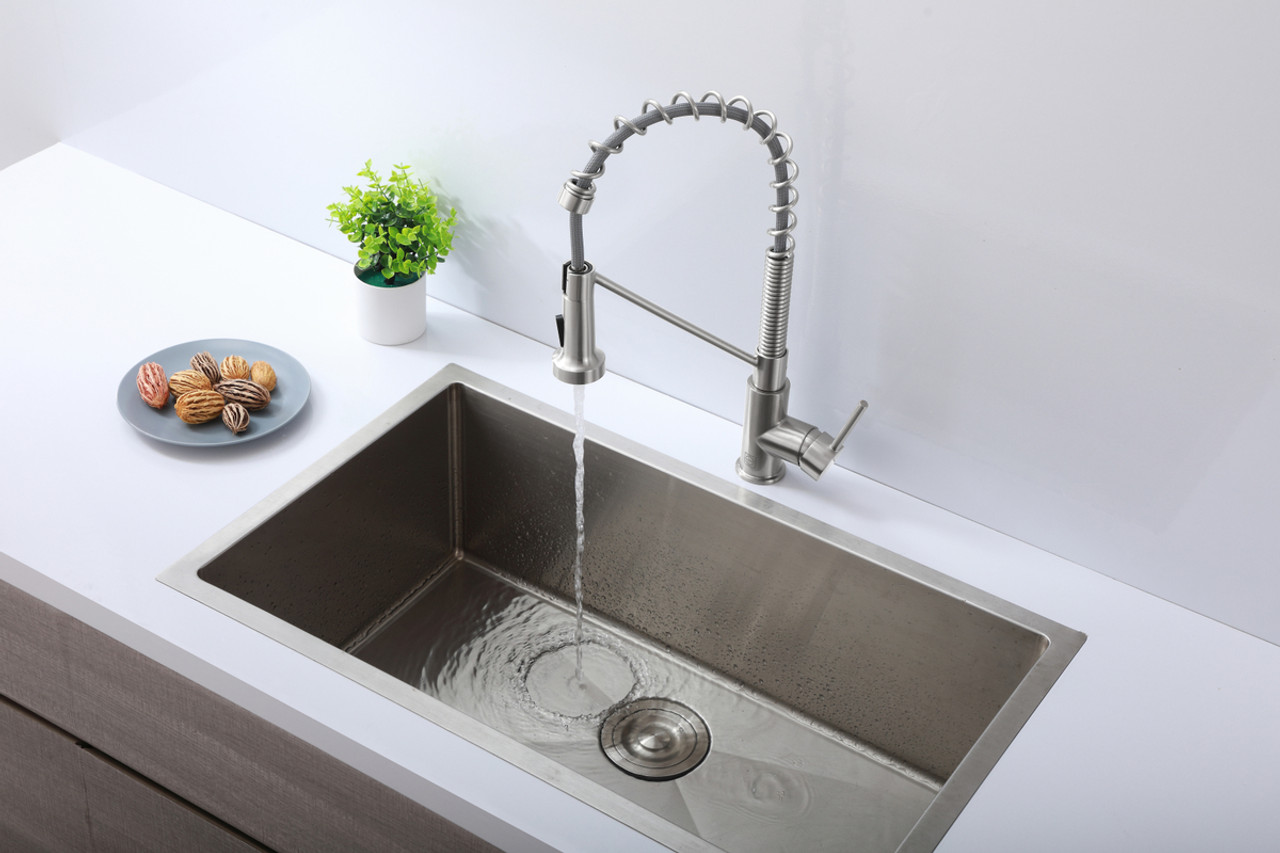 ELEGANT KITCHEN AND BATH FAK-310BNK Yara Single Handle Pull Down Sprayer Kitchen Faucet in Brushed Nickel