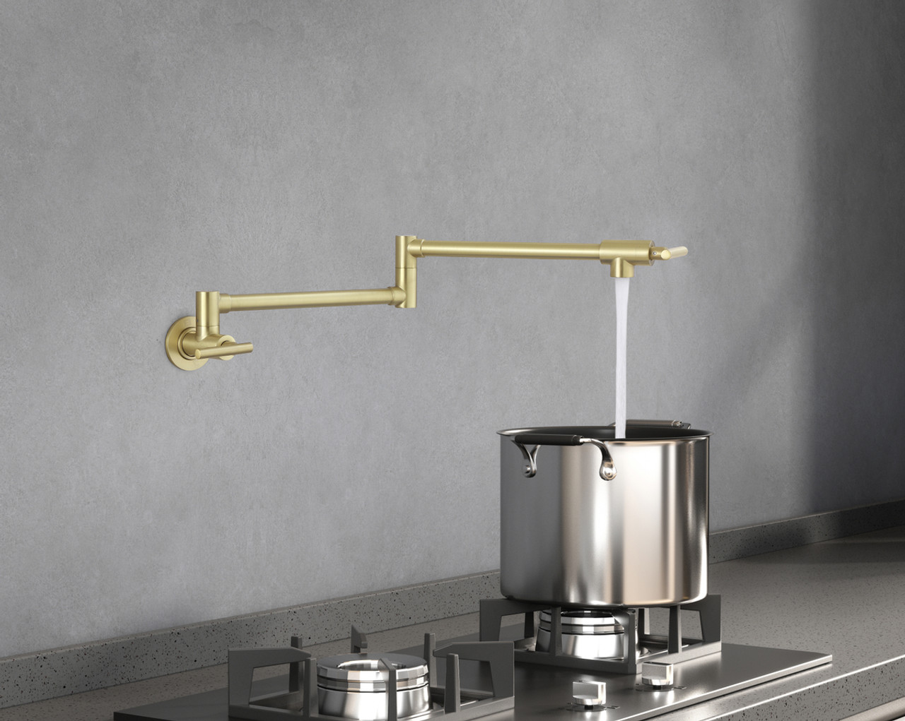 ELEGANT KITCHEN AND BATH FAK-312BGD Gabriel Wall Mounted Pot Filler in Brushed Gold