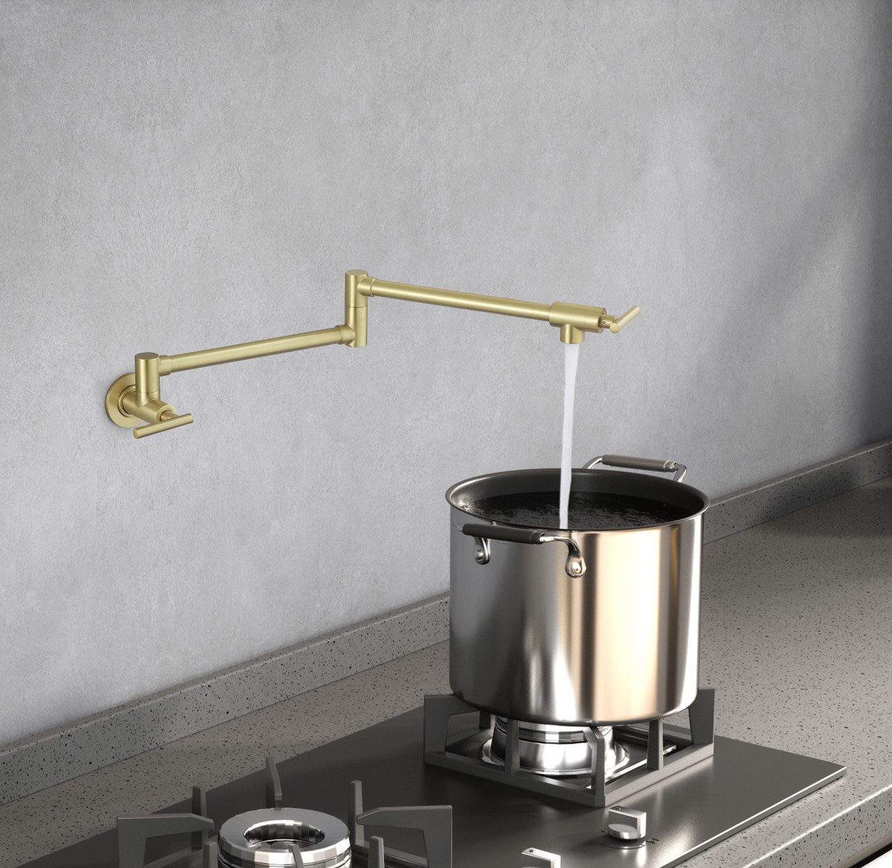 ELEGANT KITCHEN AND BATH FAK-312BGD Gabriel Wall Mounted Pot Filler in Brushed Gold