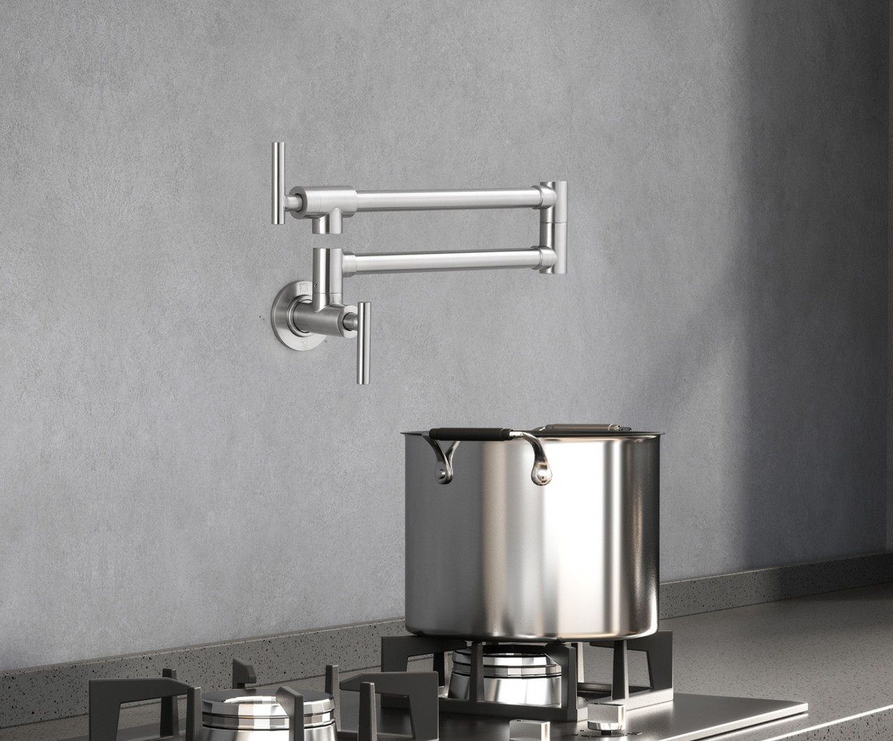 ELEGANT KITCHEN AND BATH FAK-312BNK Gabriel Wall Mounted Pot Filler in Brushed Nickel
