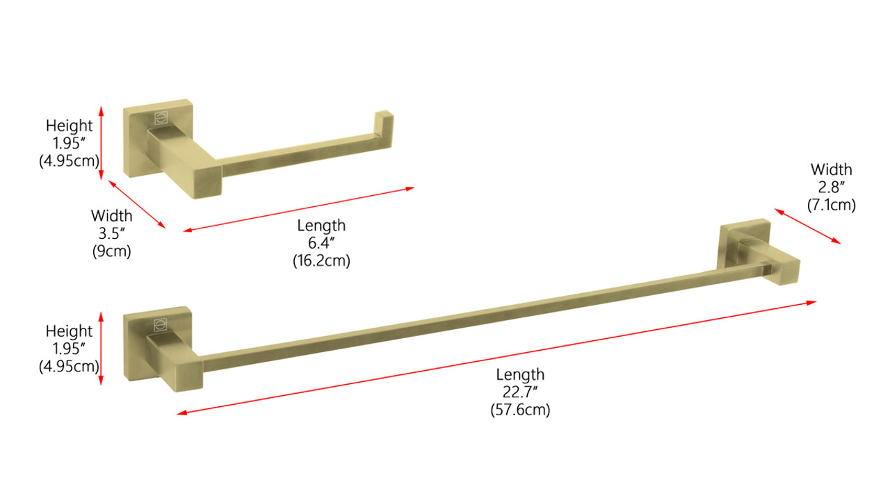 ELEGANT KITCHEN AND BATH HWB-12S2BGD Isla 2-Piece Bathroom Hardware Set in Brushed Gold