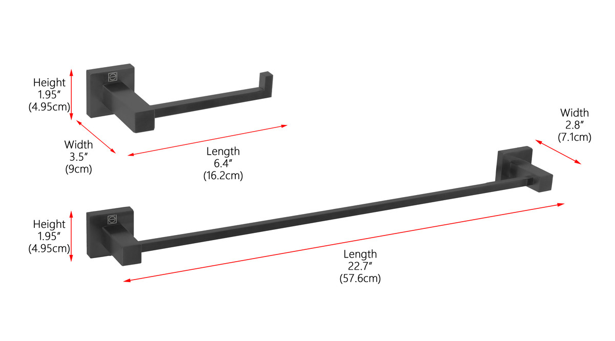 ELEGANT KITCHEN AND BATH HWB-12S2MBK Isla 2-Piece Bathroom Hardware Set in Matte Black