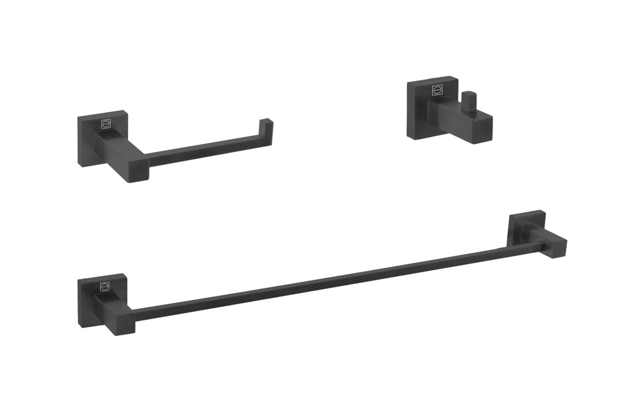 ELEGANT KITCHEN AND BATH HWB-12S3HMBK Isla 3-Piece Bathroom Hardware Set in Matte Black