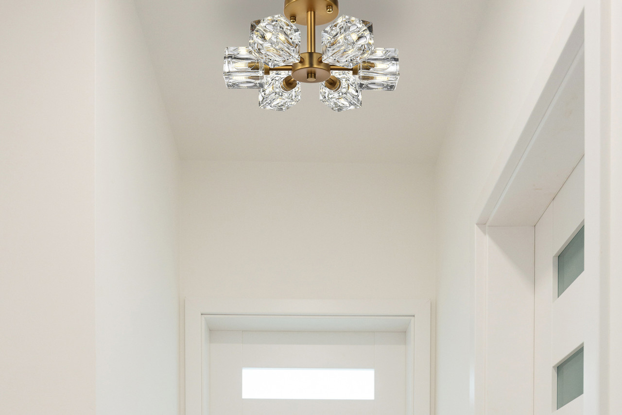 LIVING DISTRICT LD920F14SG Lyra 14 inch Flush Mount in Satin Gold