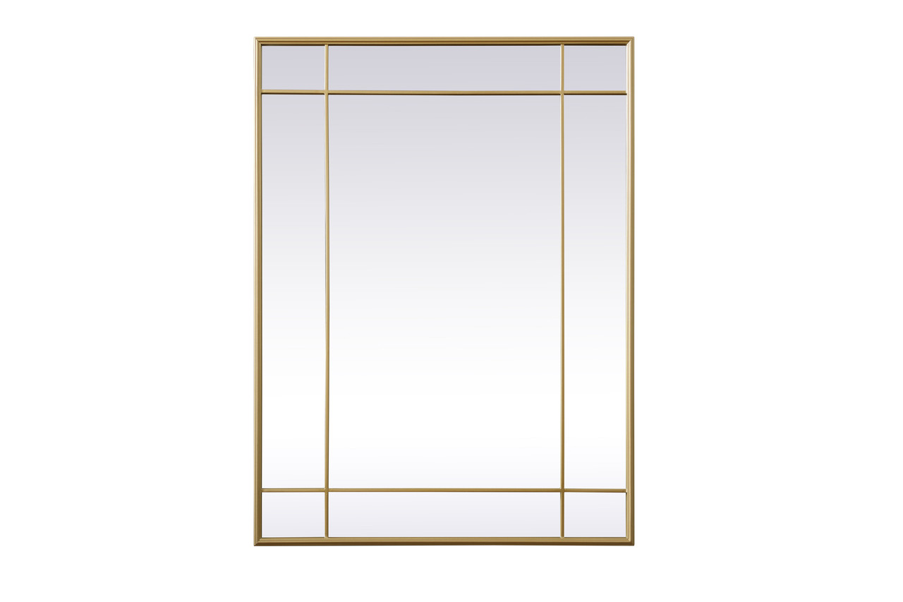 ELEGANT DECOR MR3A3040BRA French Panel Wall Mirror 30x40 Inch In Brass