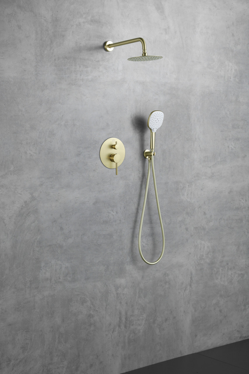 ELEGANT KITCHEN AND BATH FAS-9001BGD George Complete Shower Faucet System with Rough-in Valve in Brushed Gold