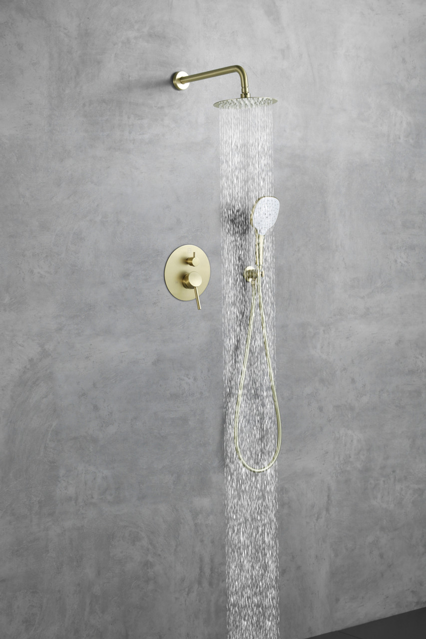 ELEGANT KITCHEN AND BATH FAS-9001BGD George Complete Shower Faucet System with Rough-in Valve in Brushed Gold