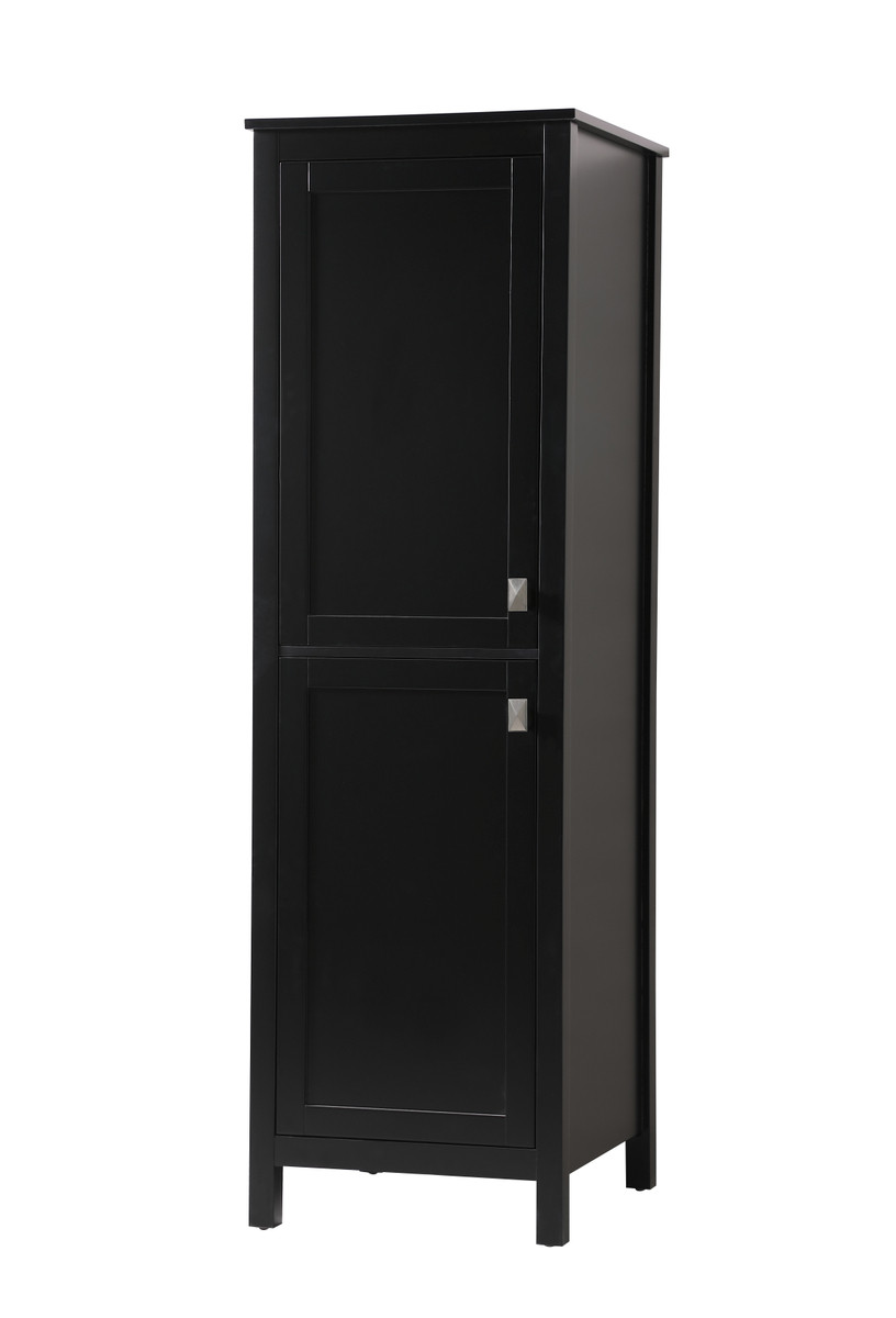 ELEGANT KITCHEN AND BATH SC012065BK 20 Inch Wide Bathroom Linen Storage Freestanding Cabinet In Black