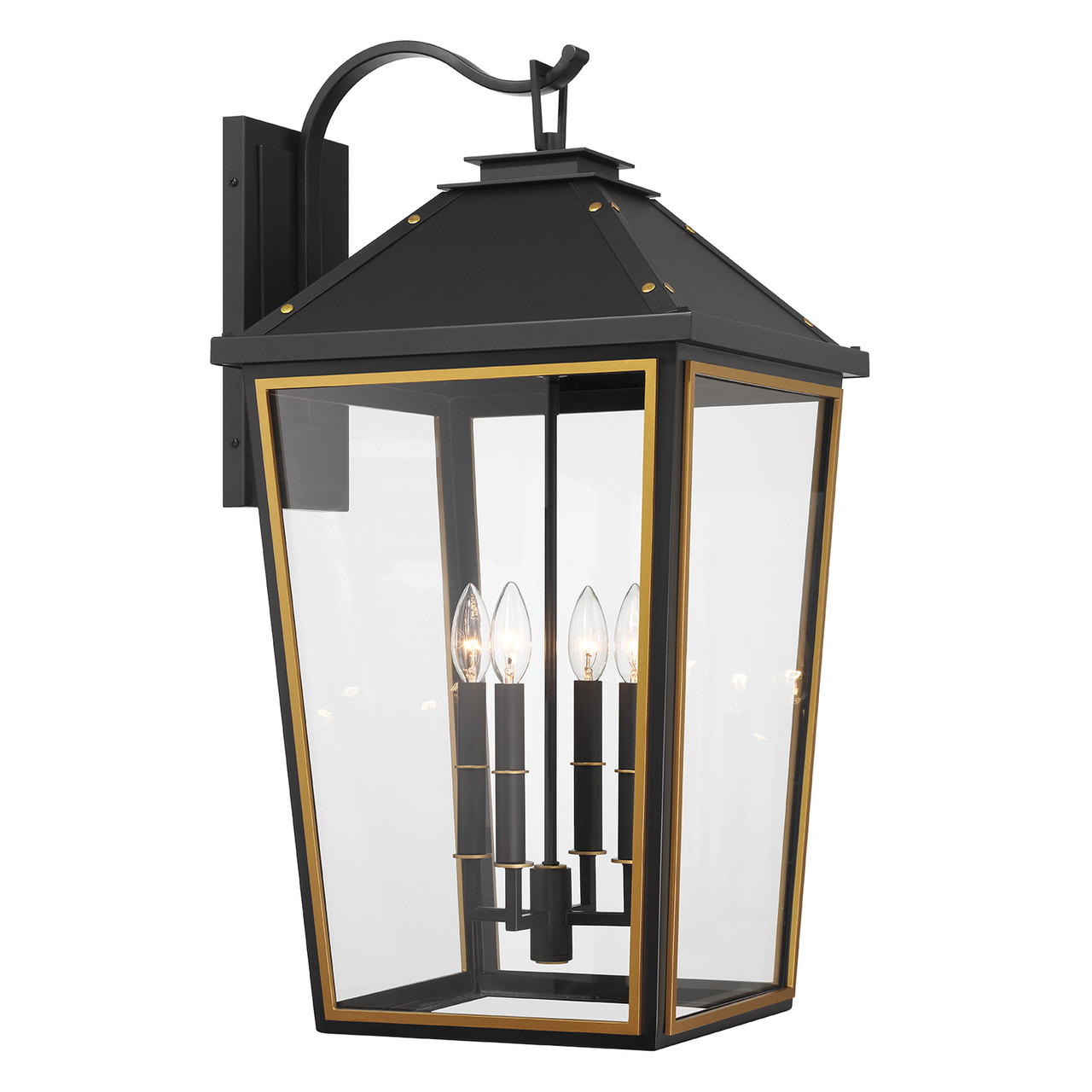 CRYSTORAMA HAW-604-MK-TG Hawkins 4 Light Matte Black + Textured Gold Outdoor Sconce