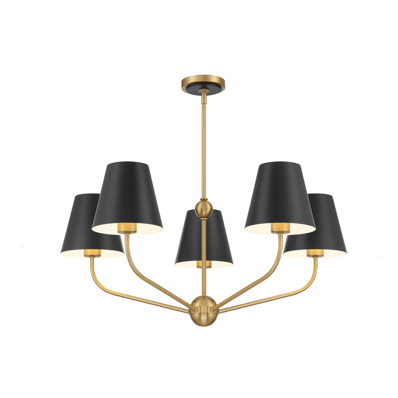 CRYSTORAMA XAV-B9315-VG-MK Xavier 5 Light Vibrant Gold + Matte Black Chandelier