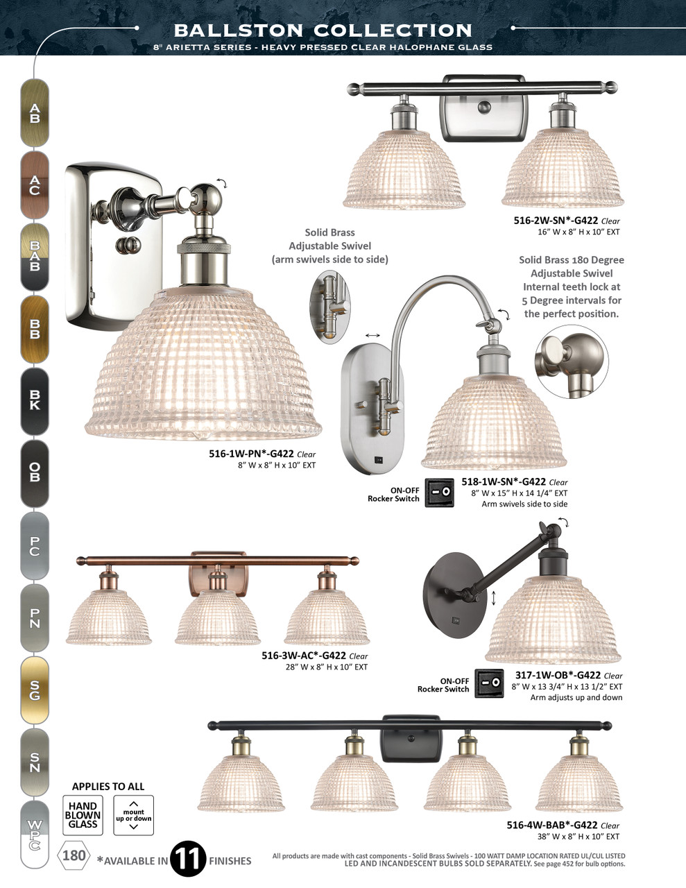 INNOVATIONS 716-1W-AC-G422 Arietta 1-Light Sconce Antique Copper