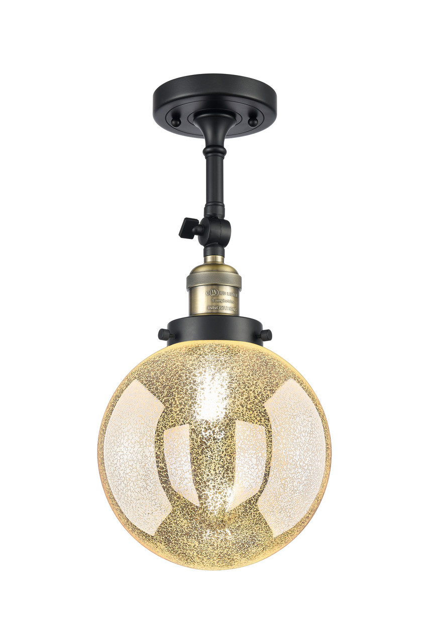 INNOVATIONS 203-BAB-G208-8 Beacon 1-Light Sconce Black Antique Brass