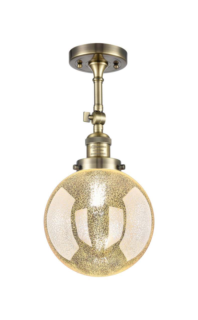 INNOVATIONS 203-AB-G208-8 Beacon 1-Light Sconce Antique Brass