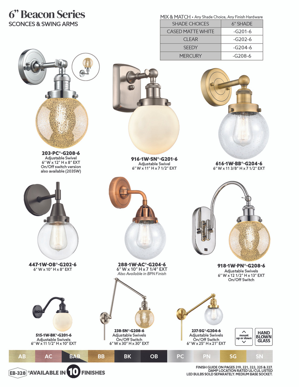 INNOVATIONS 916-1W-BAB-G208-6 Beacon 1-Light Sconce Black Antique Brass