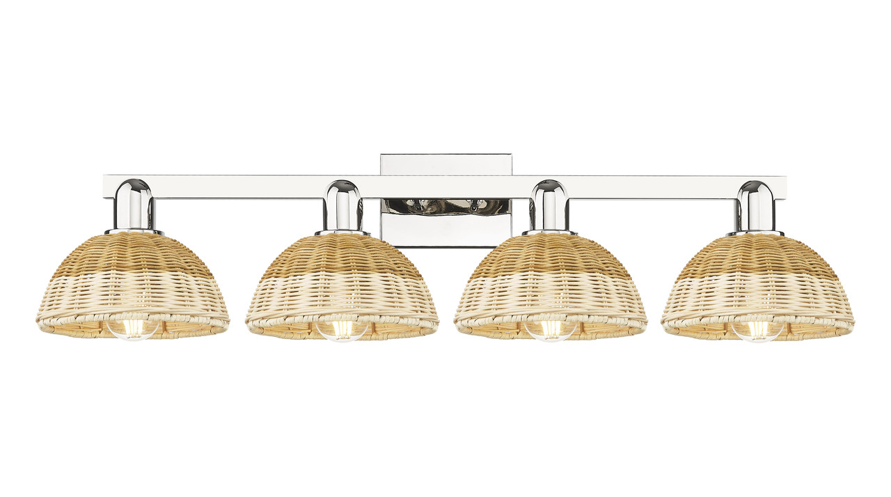 INNOVATIONS 716-4W-PN-NBD2-75-NAT Natural Ballston Dome 4-Light Bath Vanity Light Polished Nickel