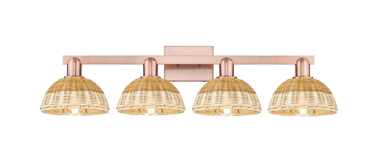 INNOVATIONS 716-4W-AC-NBD2-75-NAT Natural Ballston Dome 4-Light Bath Vanity Light Antique Copper