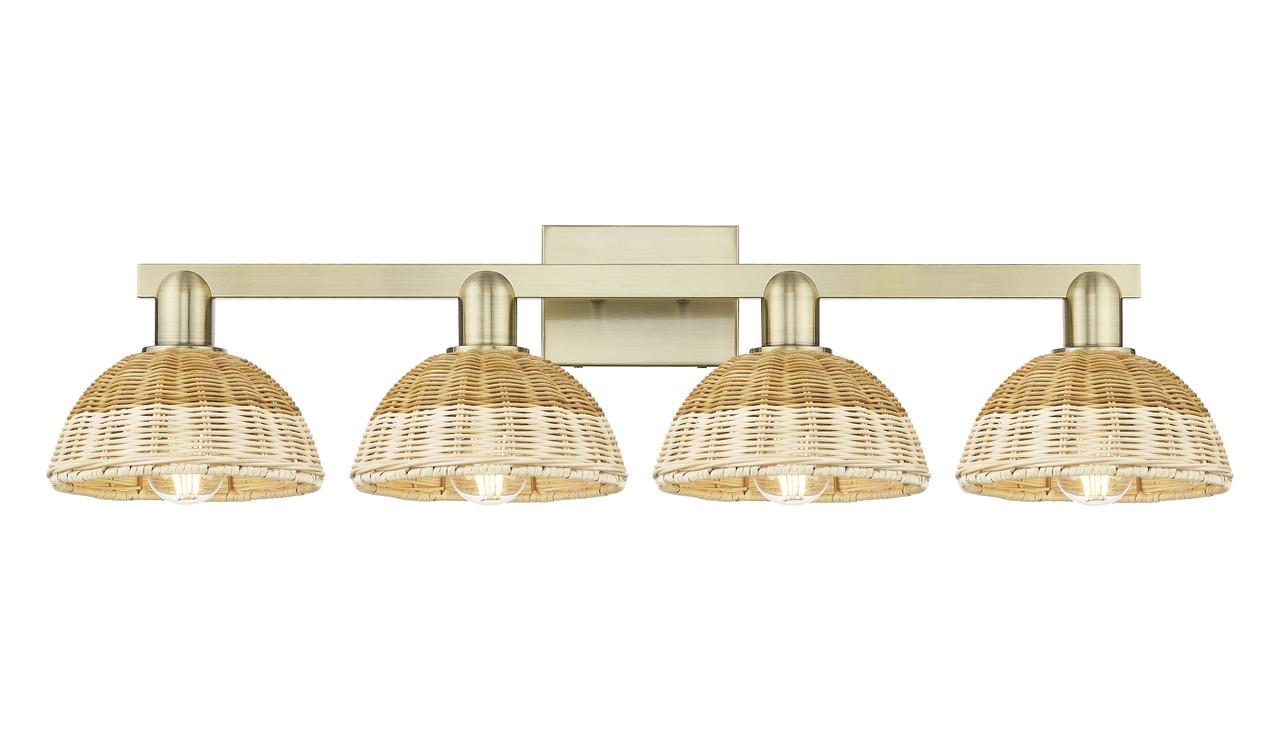 INNOVATIONS 716-4W-AB-NBD2-75-NAT Natural Ballston Dome 4-Light Bath Vanity Light Antique Brass