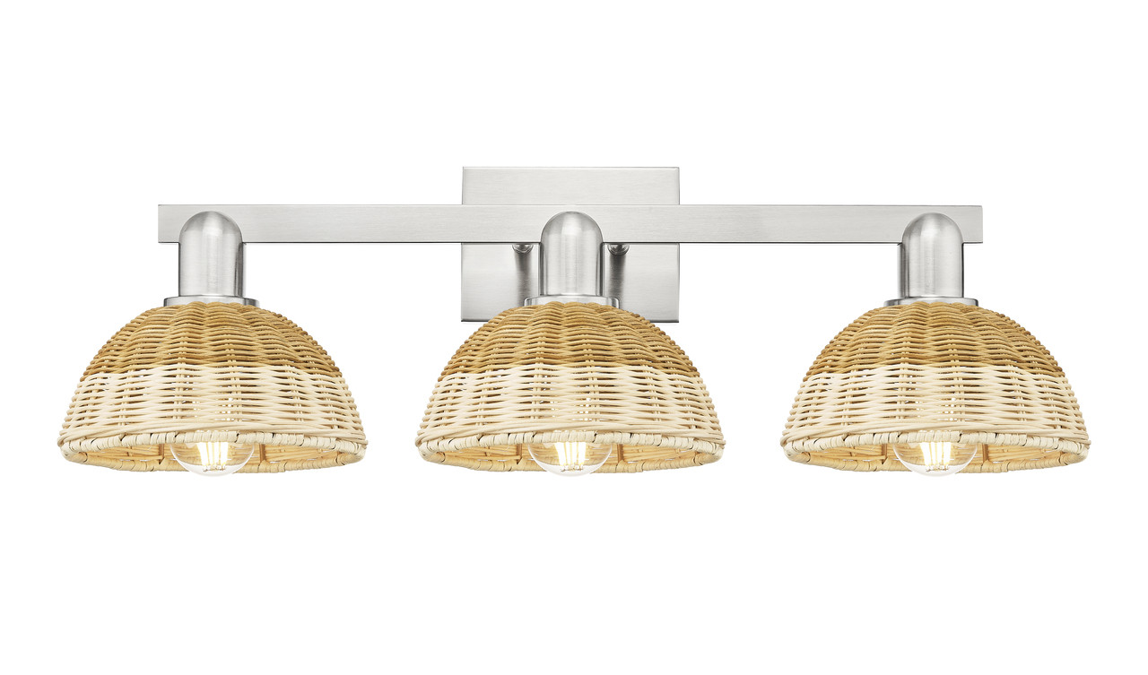 INNOVATIONS 716-3W-SN-NBD2-75-NAT Natural Ballston Dome 3-Light Bath Vanity Light Brushed Satin Nickel