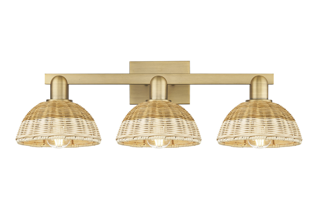 INNOVATIONS 716-3W-BB-NBD2-75-NAT Natural Ballston Dome 3-Light Bath Vanity Light Brushed Brass