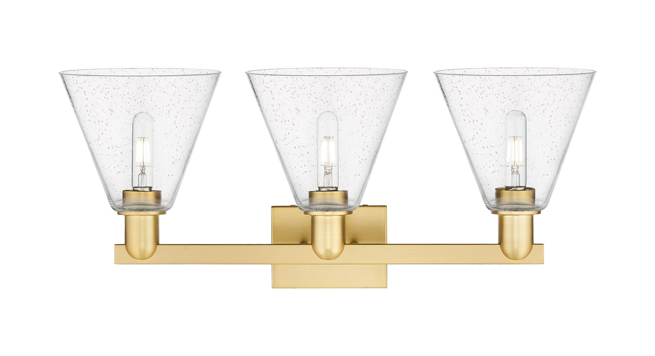 INNOVATIONS 716-3W-SG-GBC-84 Berkshire Glass 3-Light Bath Vanity Light Satin Gold