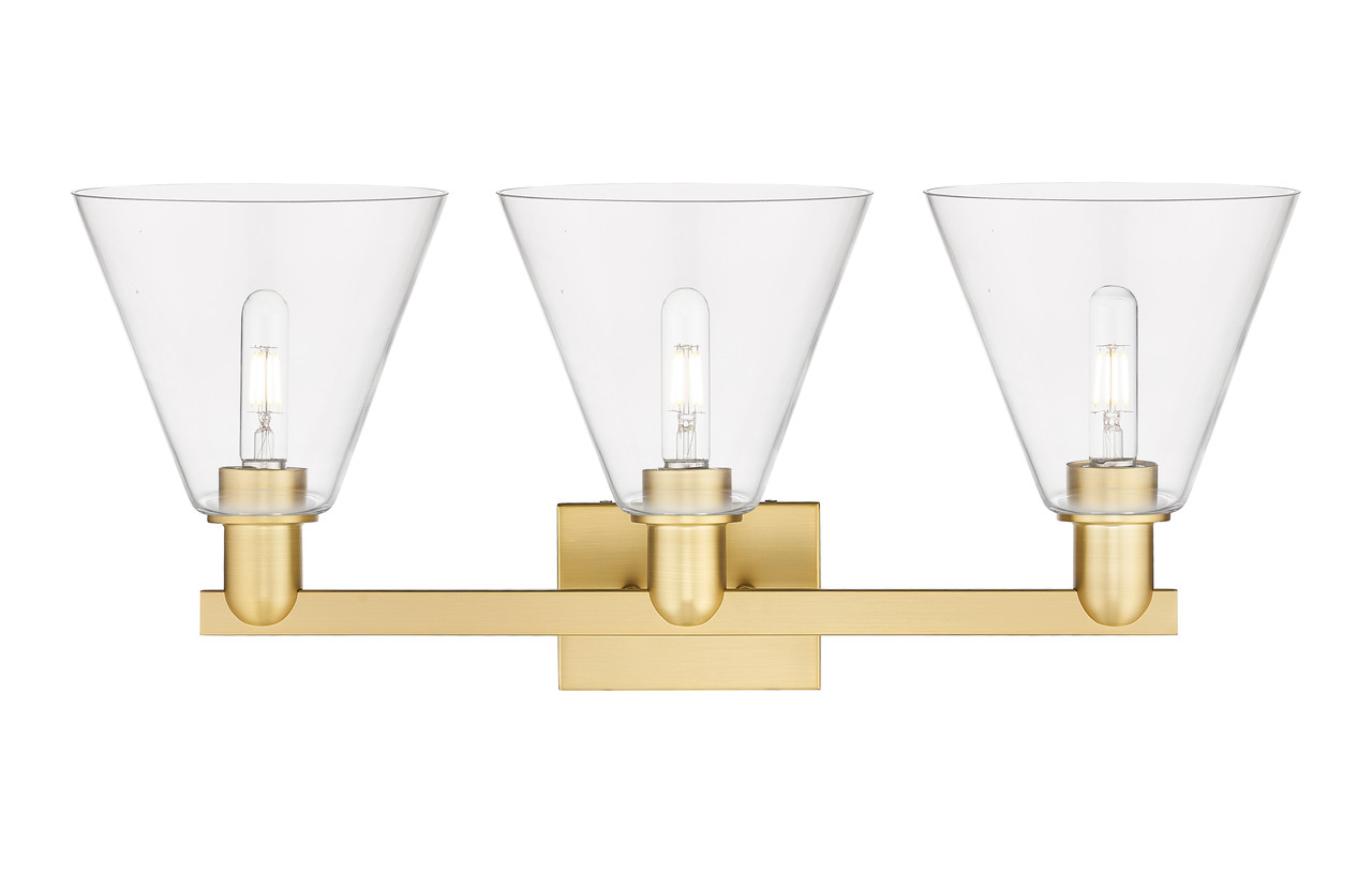 INNOVATIONS 716-3W-SG-GBC-82 Berkshire Glass 3-Light Bath Vanity Light Satin Gold