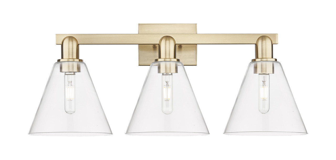 INNOVATIONS 716-3W-CB-GBC-82 Berkshire Glass 3-Light Bath Vanity Light Champagne Bronze