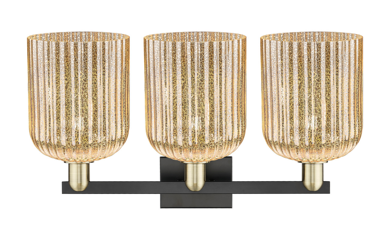 INNOVATIONS 716-3W-BAB-G559-8ME Bridal Veil 3-Light Bath Vanity Light Black Antique Brass