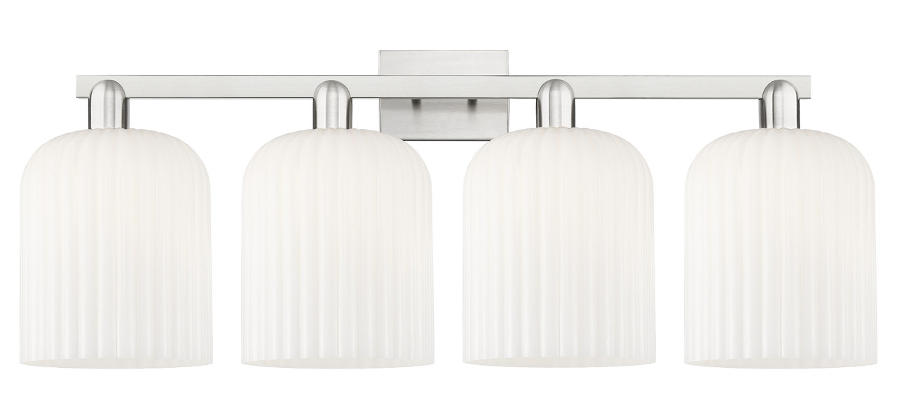 INNOVATIONS 716-4W-SN-G559-8GWH Bridal Veil 4-Light Bath Vanity Light Brushed Satin Nickel