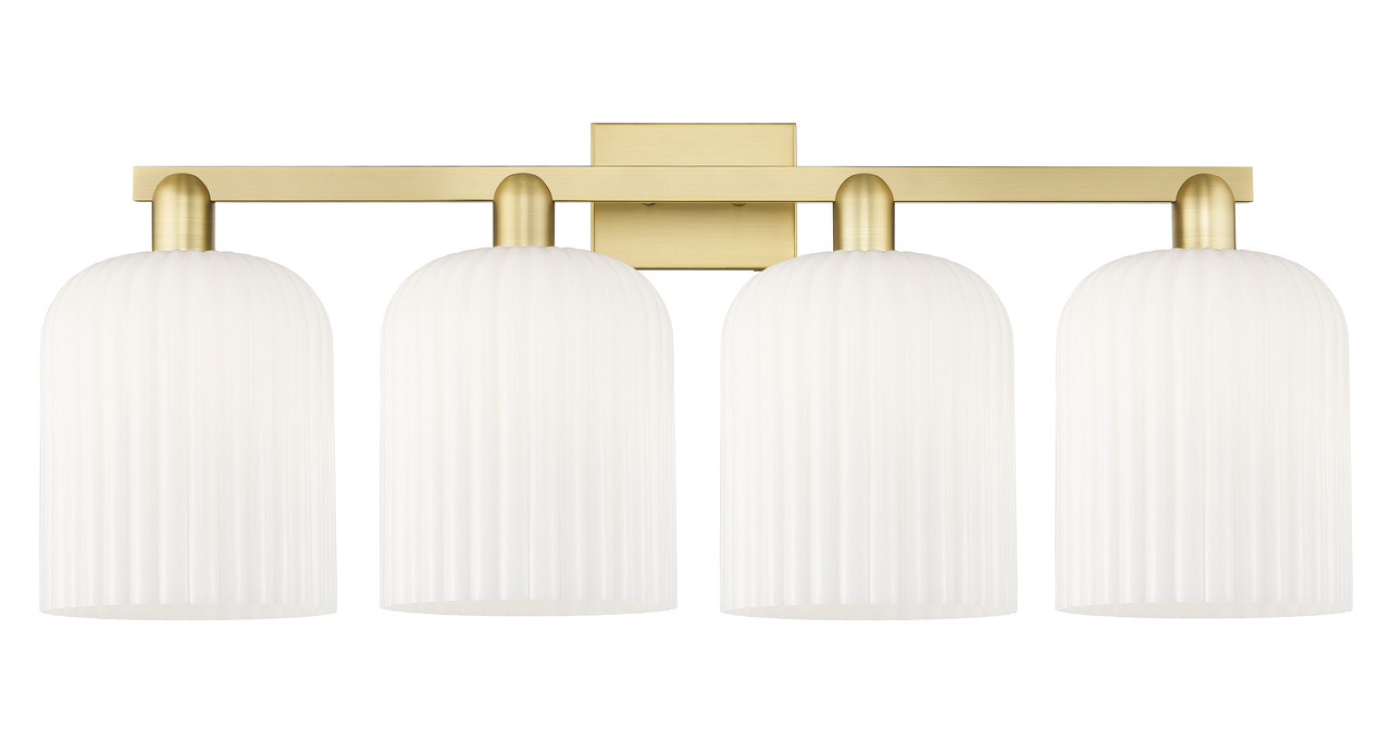 INNOVATIONS 716-4W-SG-G559-8GWH Bridal Veil 4-Light Bath Vanity Light Satin Gold