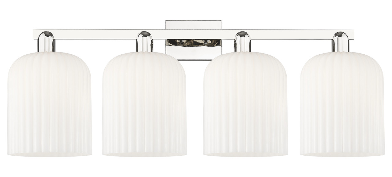 INNOVATIONS 716-4W-PN-G559-8GWH Bridal Veil 4-Light Bath Vanity Light Polished Nickel