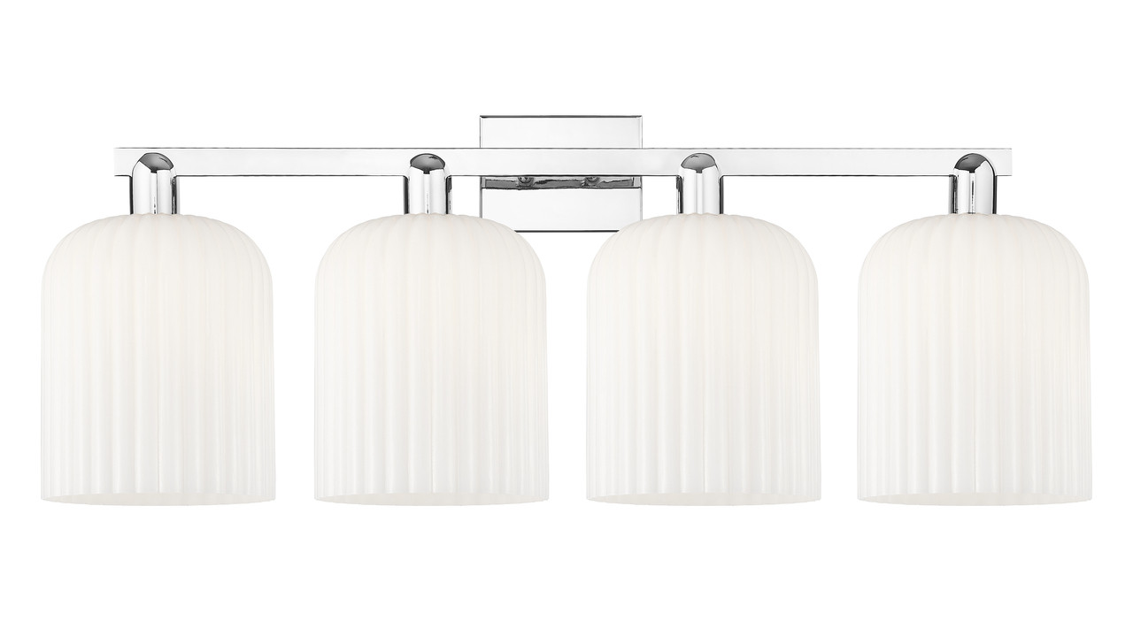 INNOVATIONS 716-4W-PC-G559-8GWH Bridal Veil 4-Light Bath Vanity Light Polished Chrome