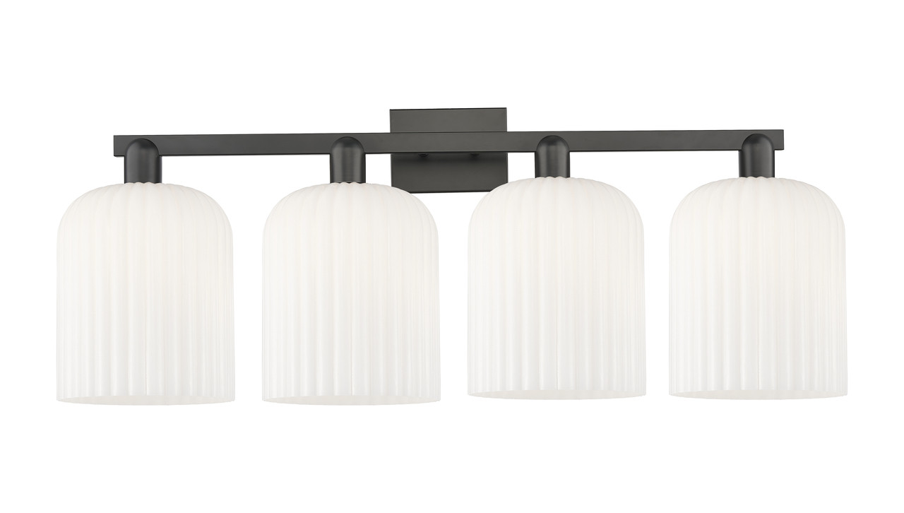 INNOVATIONS 716-4W-BK-G559-8GWH Bridal Veil 4-Light Bath Vanity Light Matte Black