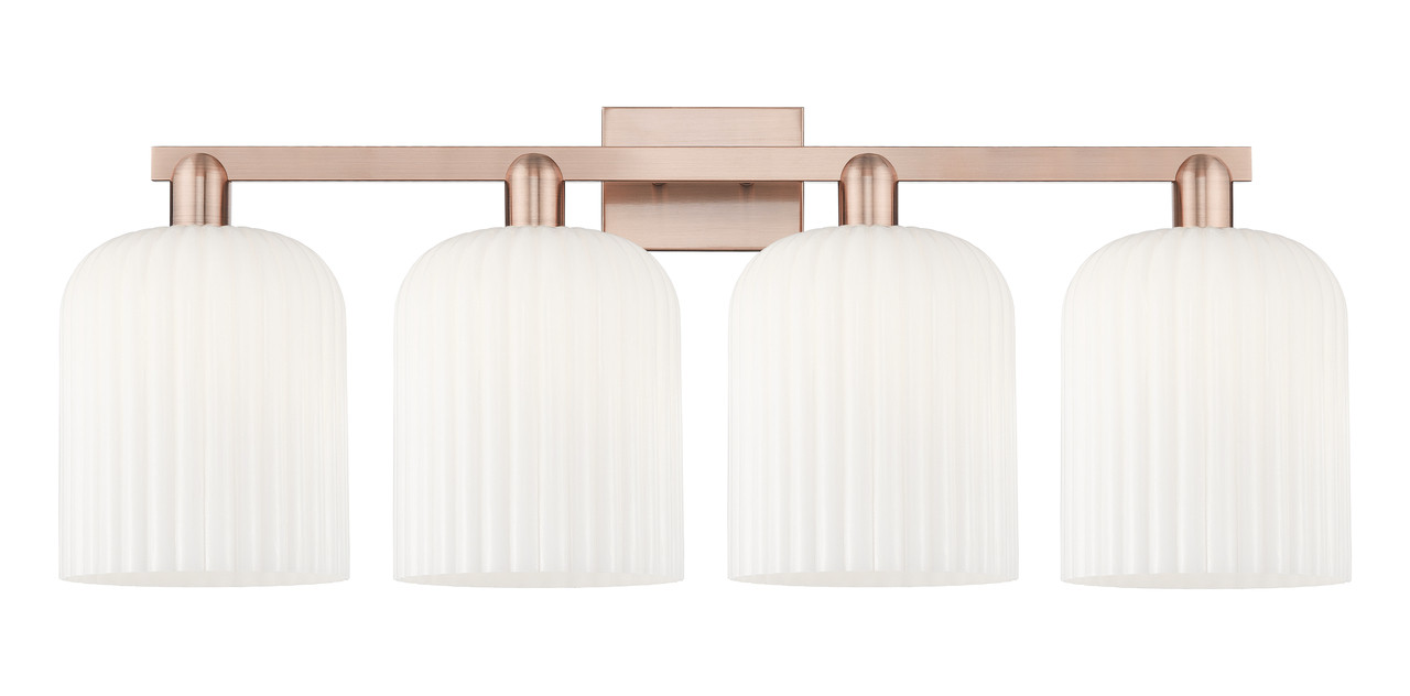 INNOVATIONS 716-4W-AC-G559-8GWH Bridal Veil 4-Light Bath Vanity Light Antique Copper