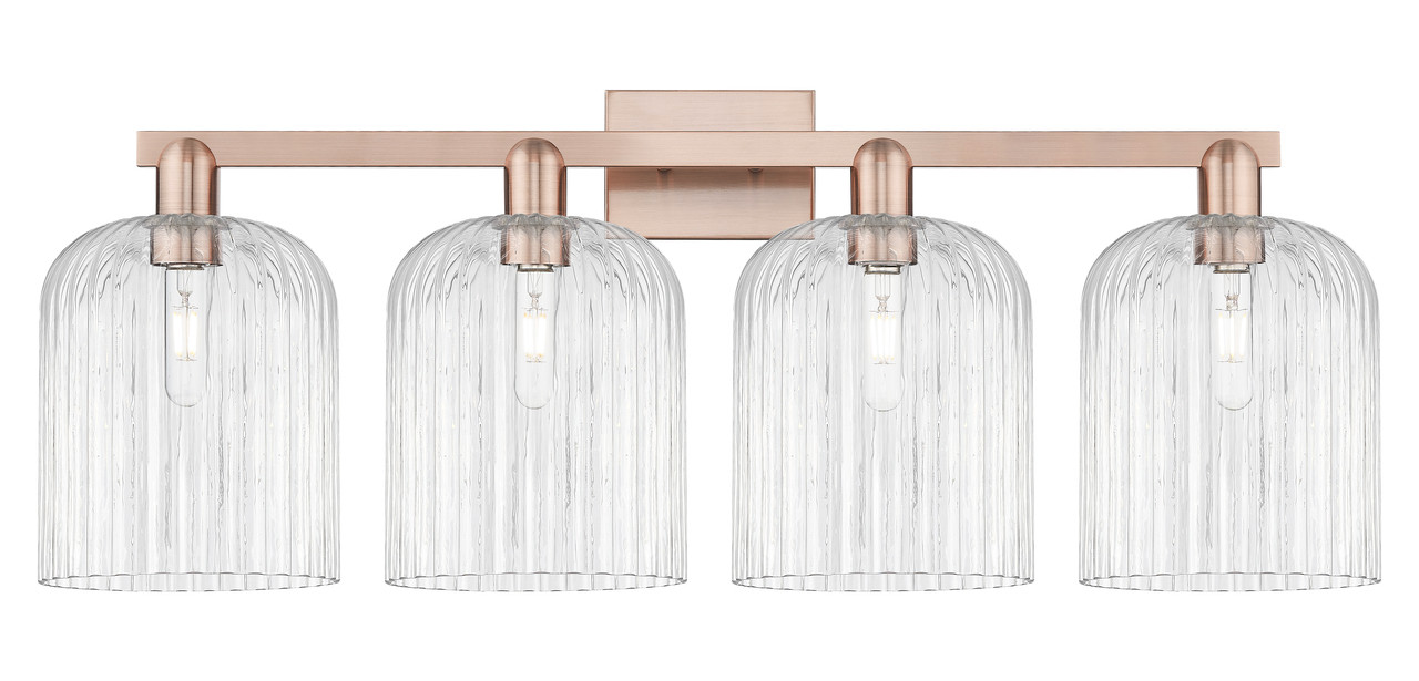 INNOVATIONS 716-4W-AC-G559-8CL Bridal Veil 4-Light Bath Vanity Light Antique Copper